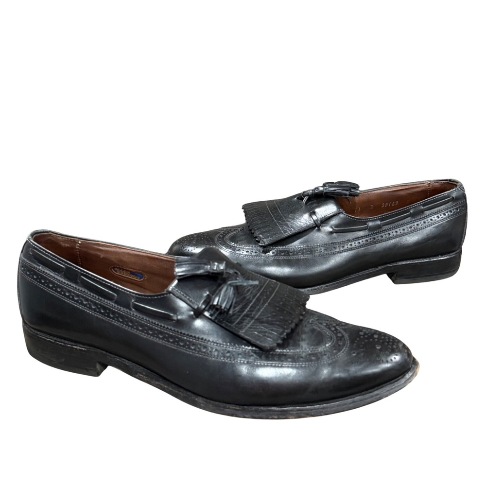 Allen Edmonds Arlington Loafer Men 11 Black Leather Wingtip Kiltie Tassel Preppy